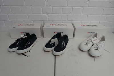 Lot 1567 - x3 boxed pairs of Superga cotu classic...