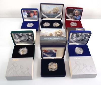 Lot 407 - Six Royal Mint silver proof crowns: 2001...