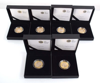 Lot 412 - Six Royal Mint silver proof £2 coins: 2009...