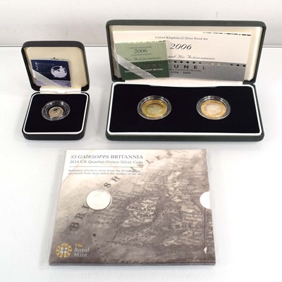 Lot 415 - Three Royal Mint silver proof coins: 2005...