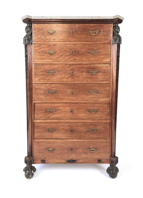 Lot 17 - A 19th century mahogany chest or tallboy, the...