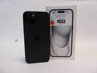 Lot 1033 - Apple iPhone 15, Black, 128GB, model A3090,...