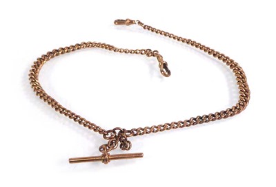 Lot A 9ct rose gold double Albert watch chain with...