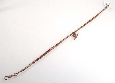 Lot 521 - A 9ct rose gold double Albert watch chain with...