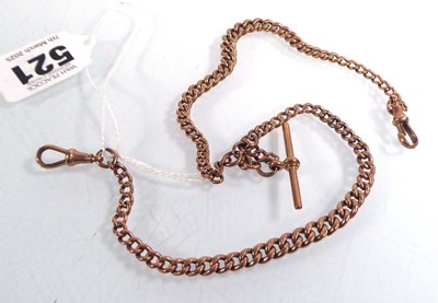 Lot 521 - A 9ct rose gold double Albert watch chain with...