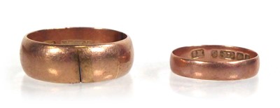 Lot 541 - Two 9ct rose gold wedding bands, Birmingham...