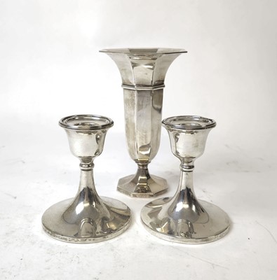 Lot 404 - A George V silver bud vase together with a...