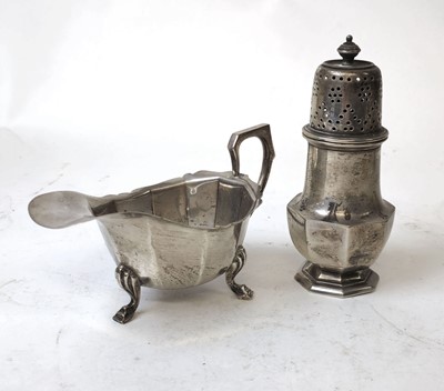 Lot 405 - A George V silver sugar caster together with a...