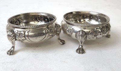 Lot 408 - A pair of Victorian silver open salts....