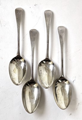 Lot 416 - Four George III silver dessert spoons. Approx....