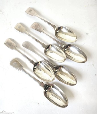 Lot 417 - Six Georgian and later silver tablespoons....