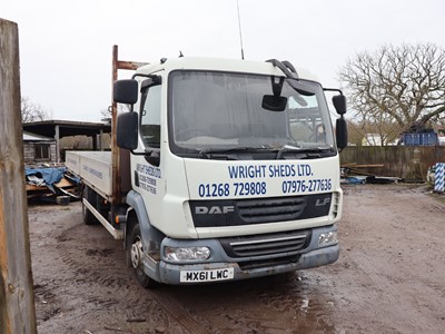 Lot 2 - (MX61 LWC) 2012 DAF LF dropside lorry in white,...