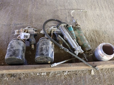 Lot 38 - 2x pressurised spray pots, a pressure gauge...