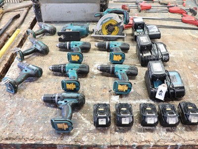 Lot 45 - A range of Makita battery operated tooling,...