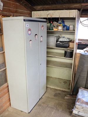 Lot 59 - 2-door metal cabinet, an open metal cabinet...