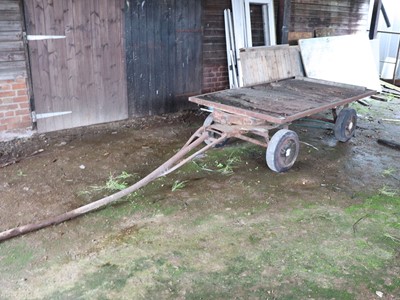 Lot 64 - 2m x 1m steel framed 4-wheel platform barrow