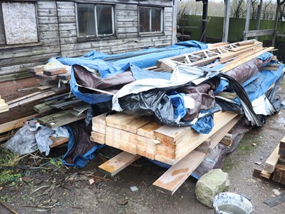 Lot 77 - 2 stacks of mostly softwood timber to include...