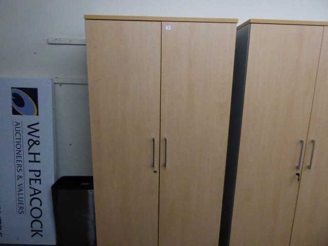 Lot 1 - 100cm beech and grey 2-door stationery cabinet