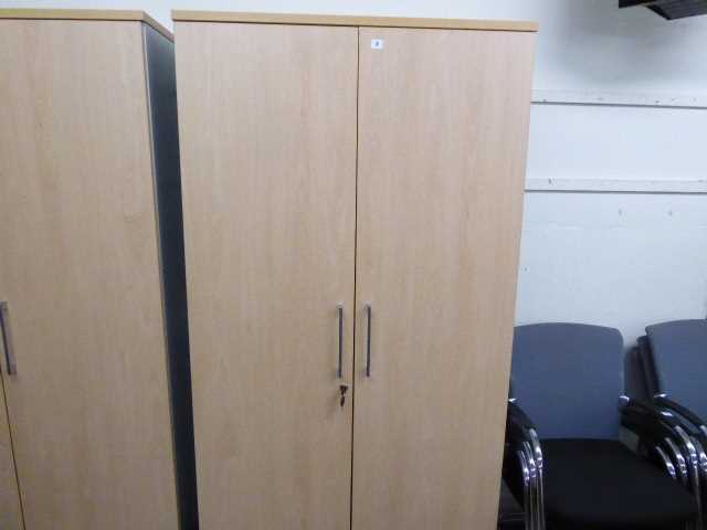 Lot 2 - 100cm beech and grey 2-door stationery cabinet