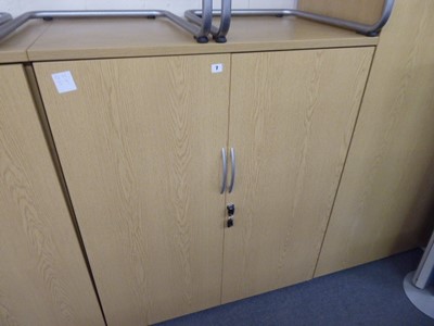 Lot 7 - 100cm oak 2-door stationery cabinet