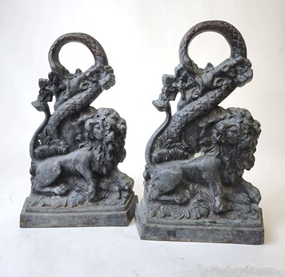 Lot 204 - A pair of 19th century bronze door stops...