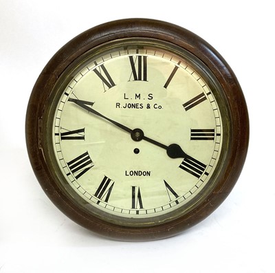 Lot 29 - An early 20th century fusee station wall clock,...