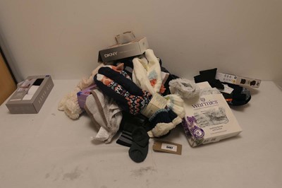 Lot A bag containing accessories to include socks,...