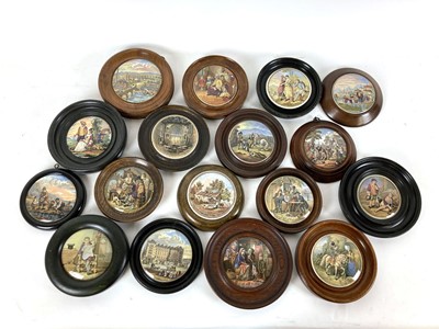 Lot 225 - A collection of seventeen framed pot lids...