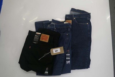 Lot 3977 - A bag containing 3 pairs of Levi jeans