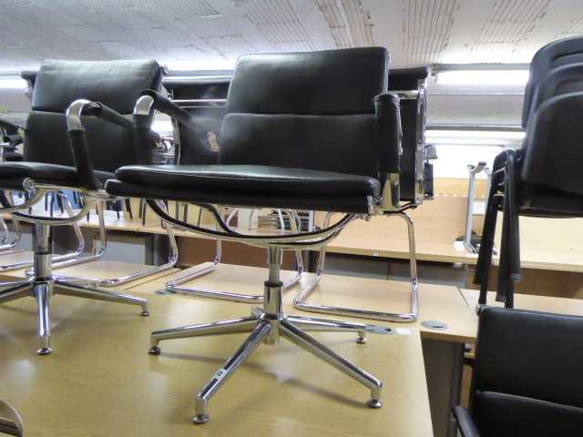 Lot 22 - Eames style black soft pad swivel chair with...