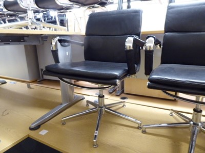 Lot 23 - Eames style black soft pad swivel chair with...