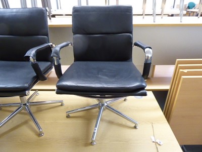 Lot 28 - Eames style black soft pad swivel chair with...