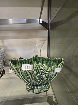 Lot 333 - A modern glass vase along with a leaf design...