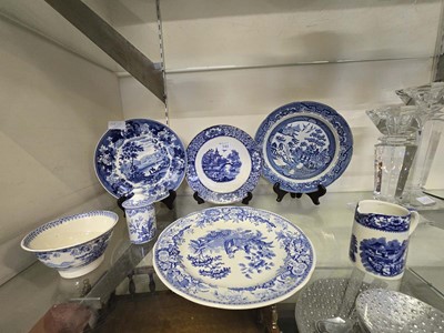 Lot 340 - An assortment of seven pieces of blue and...