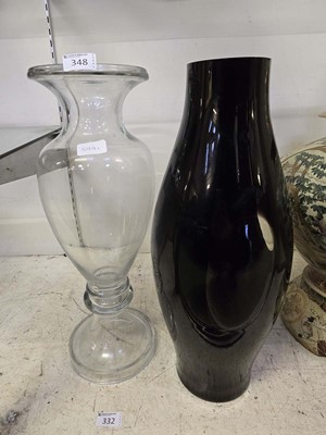 Lot 348 - A modern tall glass vase by Parlane along with...