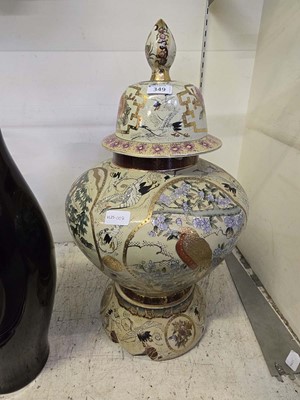 Lot 349 - A large Satsuma style oriental vase with bird...