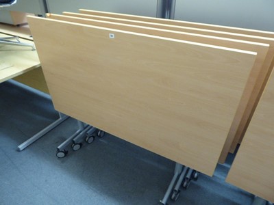 Lot 31 - Set of 4 140cm folding top office tables on...