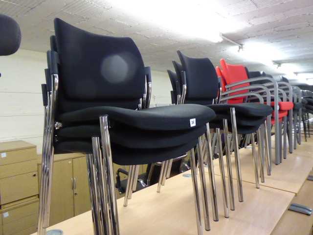 Lot 34 - Set of 9 Dream black cloth stacking chairs