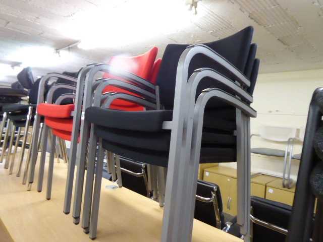 Lot 36 - Set of 3 Faefe black cloth stacking chairs