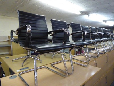 Lot 38 - 5 Eames style black ribbed cantilever chairs