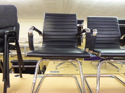 Lot 38 - 5 Eames style black ribbed cantilever chairs