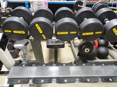 Lot 3001 - Commercial dumbbell rack with 5 pairs of...