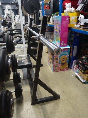 Lot 3006 - Power Fitness flat bench and Olympic bar plus...