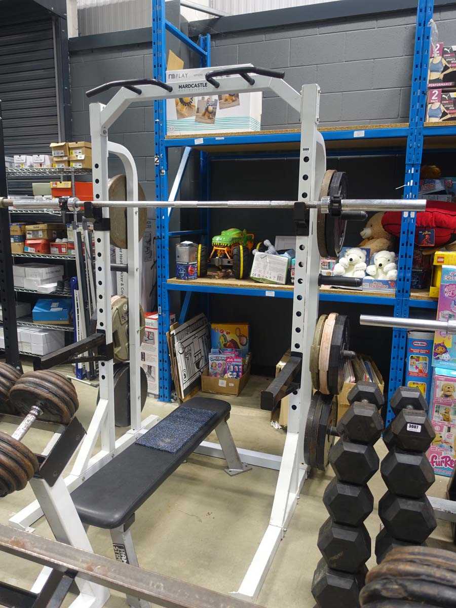 Lot 3008 - Squat rack/pull up bar with safety arms,...