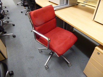 Lot 45 - Red velvet Eames style swivel chair