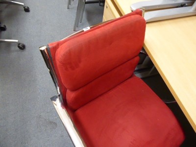 Lot 45 - Red velvet Eames style swivel chair