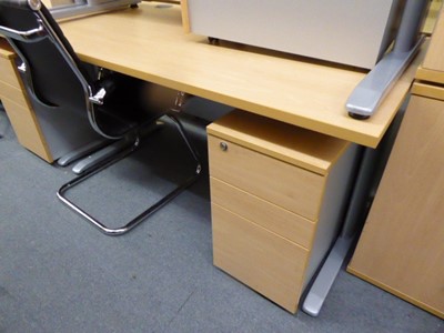 Lot 46 - 2 140cm beech straight front desks on...