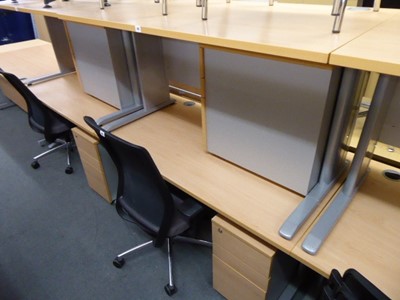 Lot 49 - 2 140cm beech straight front desks on...