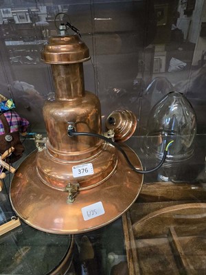 Lot 376 - An indsutrial style brass and copper light...