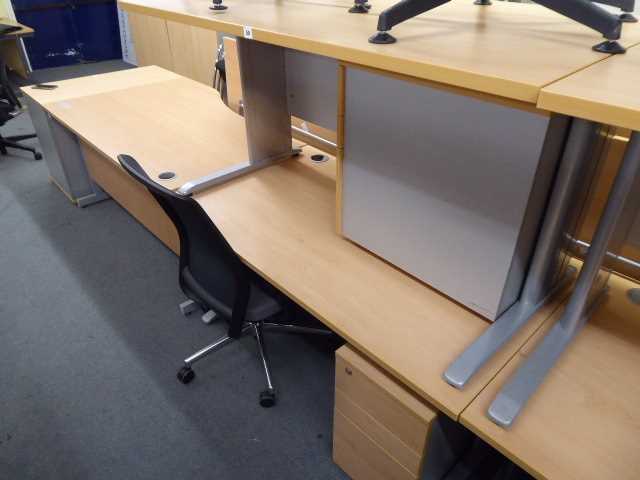 Lot 50 - 2 140cm beech straight front desks on...